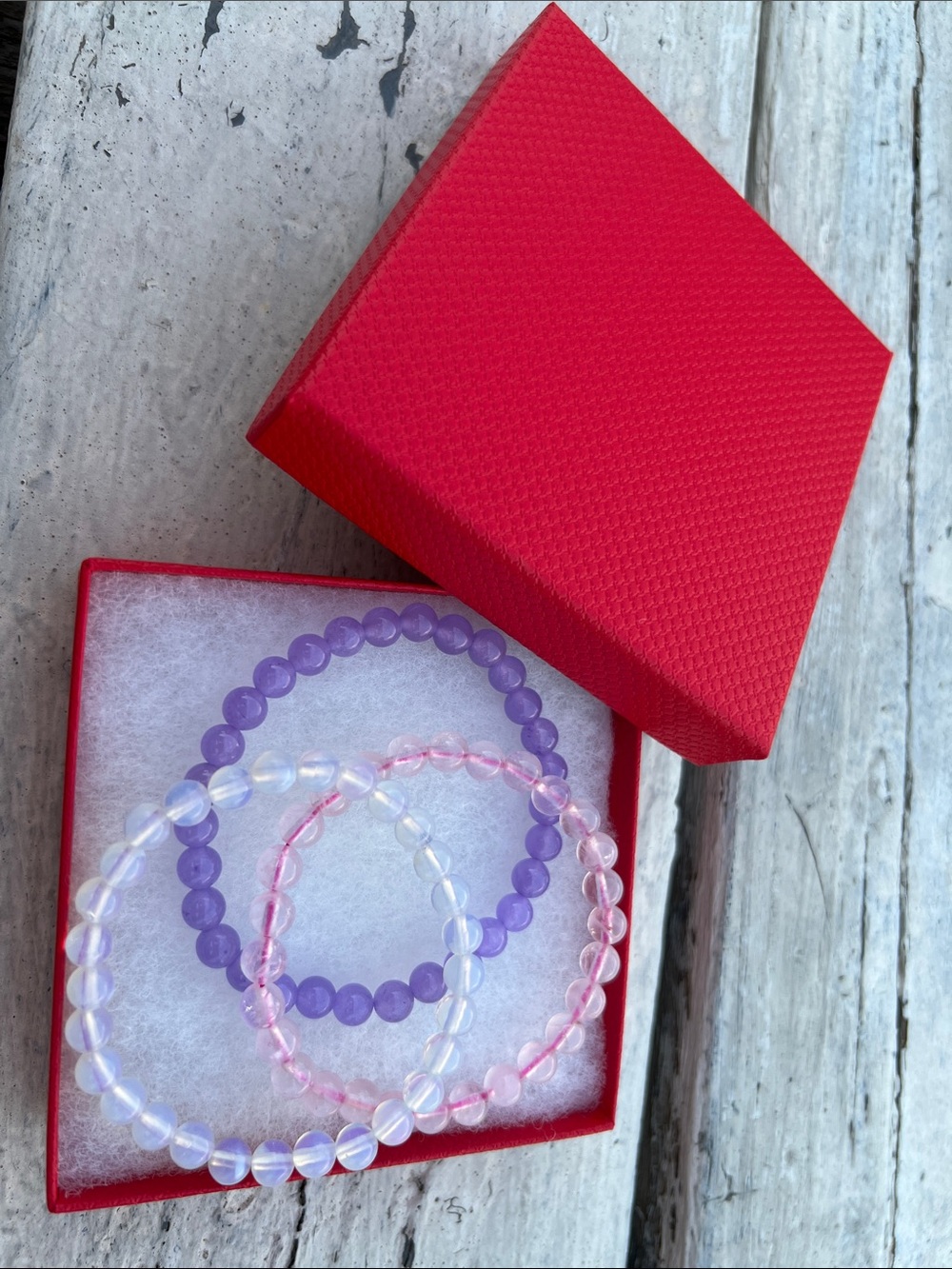Purple and Pink Beaded Bracelet Set - Unbranded